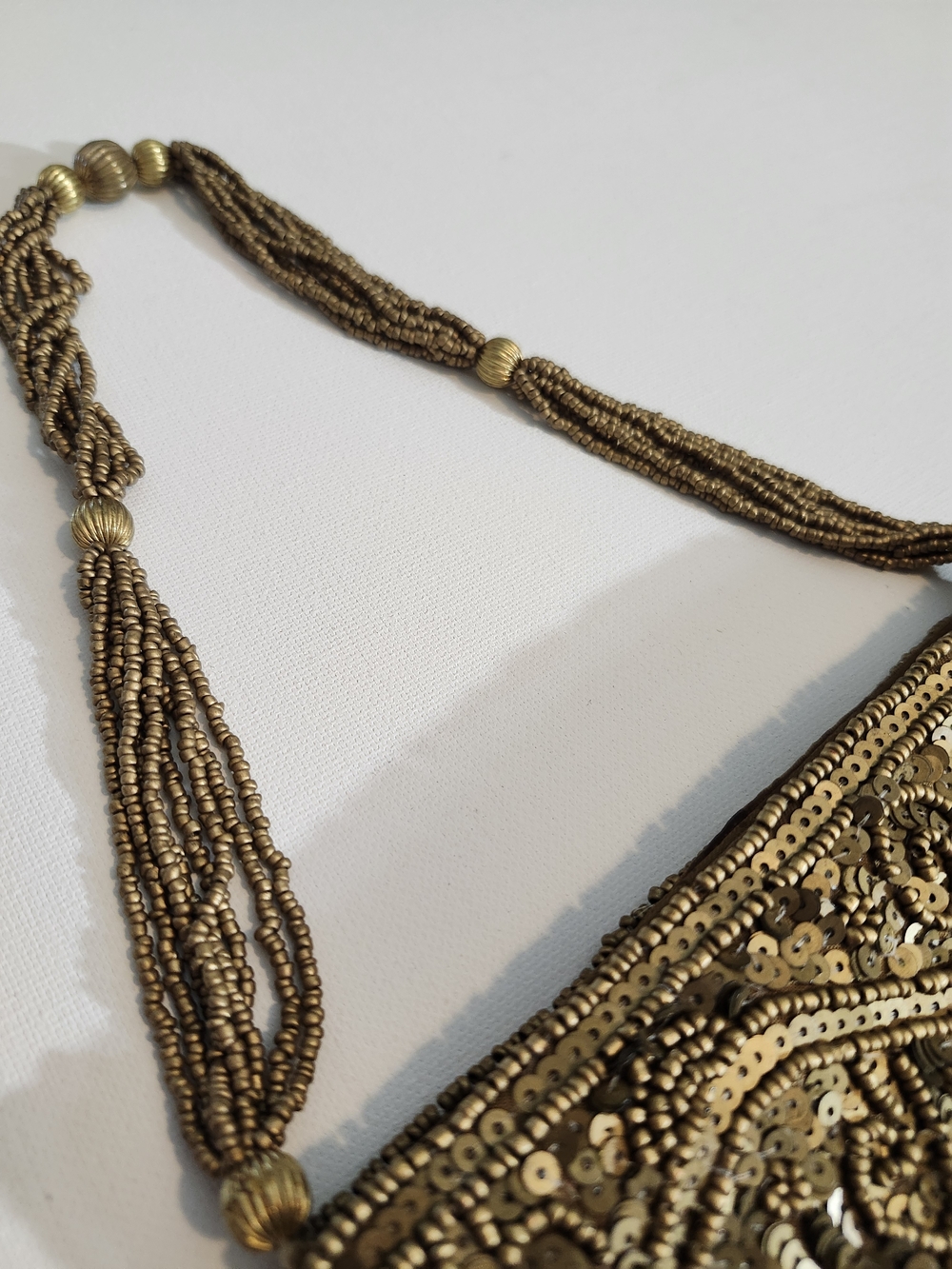 Vintage Gold Beaded Evening Bag with Swirl Sequin Detail - Picture 3 of 6